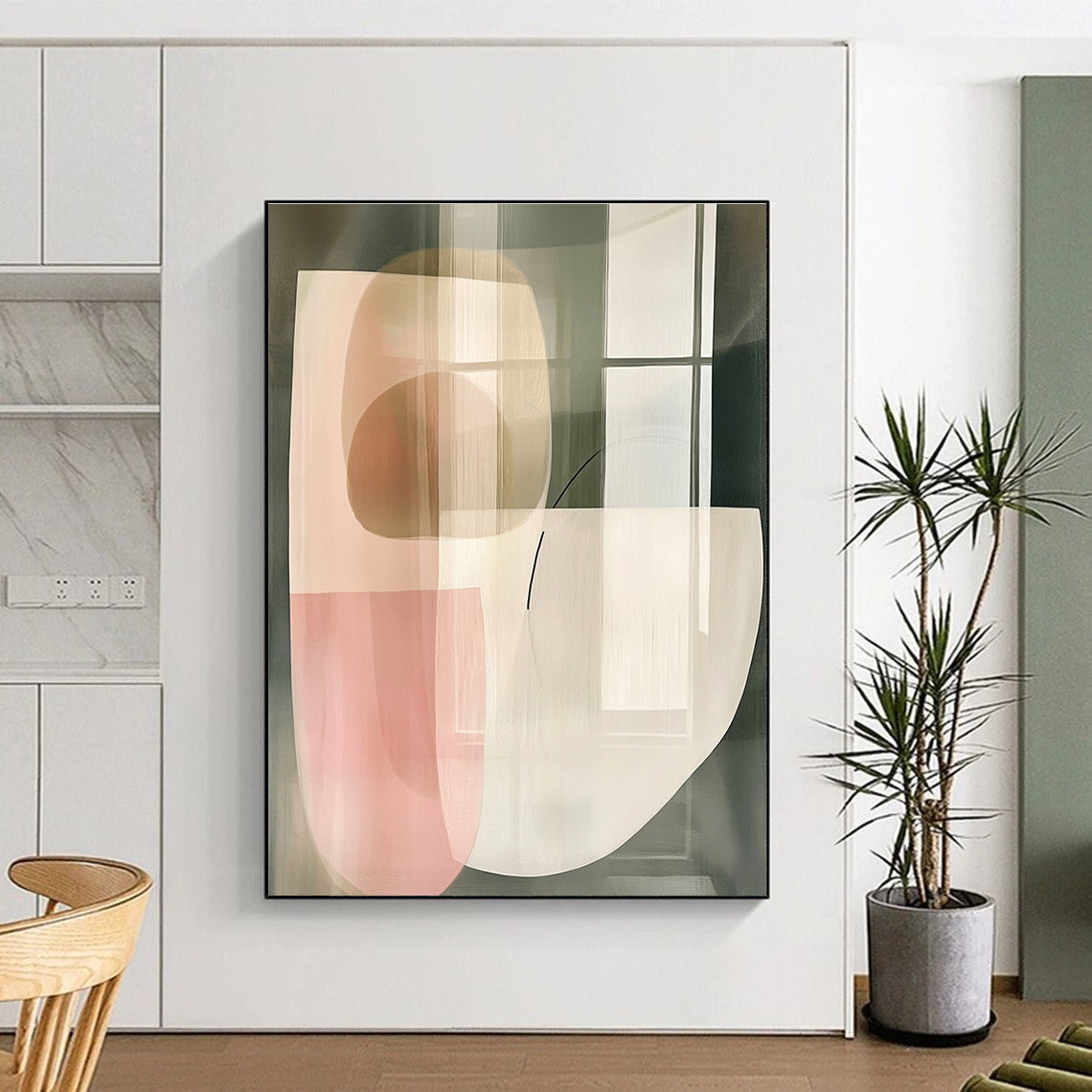 Transparent Shapes Abstract Painting with Subtle Lines GER746