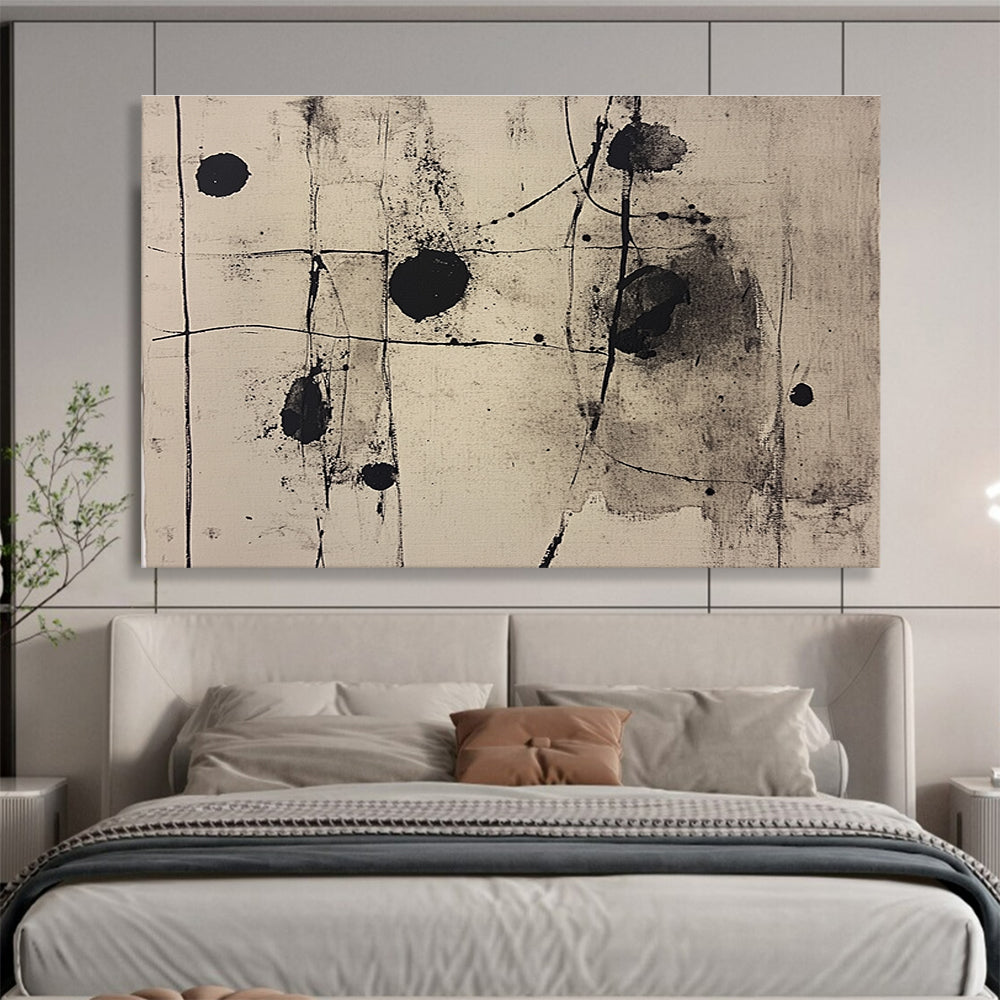 Black and White Ink - Style Abstract Painting with Spontaneous Marks DYP253