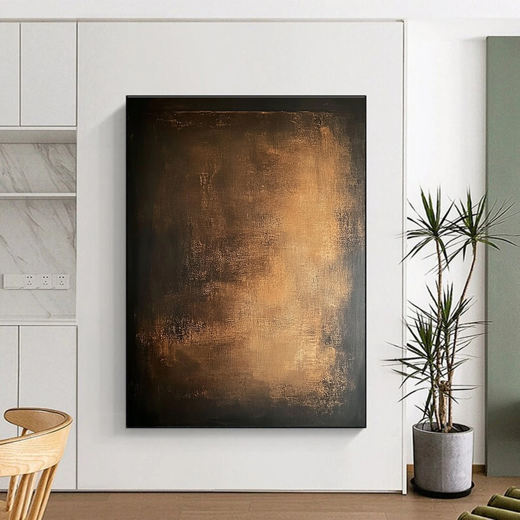 Dark Gold Abstract Painting with Mysterious Glow GER136