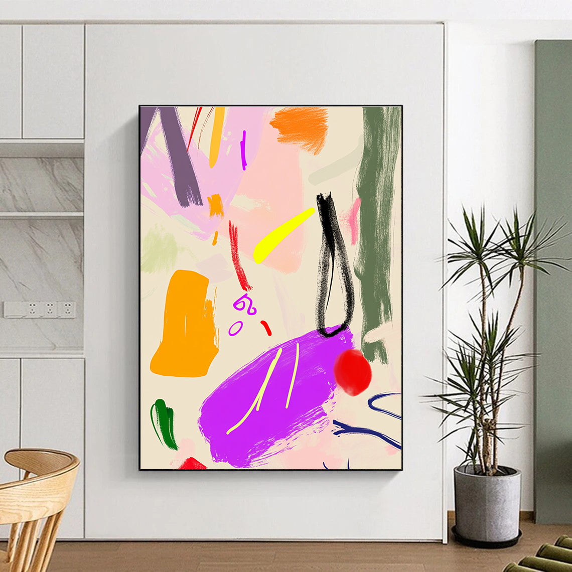 Vibrant Color Splash Abstract with Pink, Orange, Yellow, and More GER329