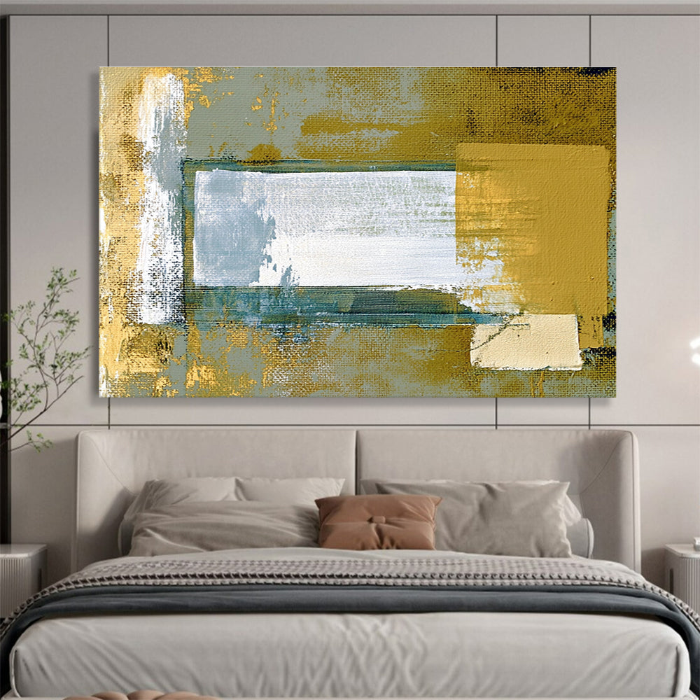 Gold Gray Abstract - Geometric Textured Abstract Painting DYP017
