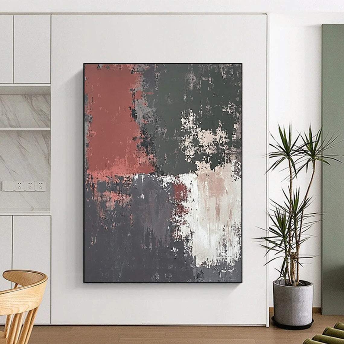 Earth - Toned Abstract with Red, Green, Gray, and White GER326