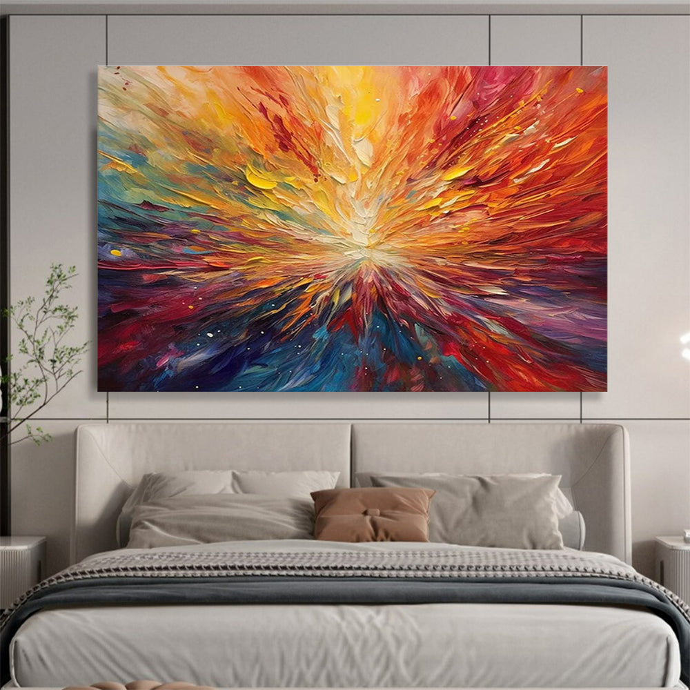 Color Burst Abstract Painting with Vivid Rainbow Hues THY301