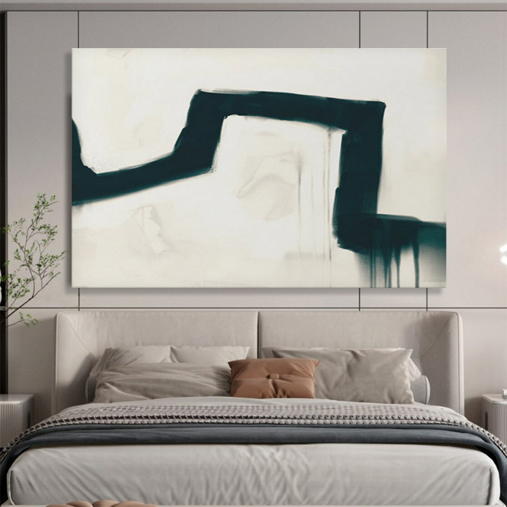 Black and White Drip Abstract Painting with Bold Strokes THY115