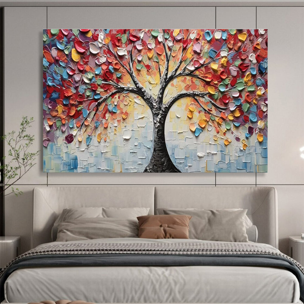 Colorful Blossom Tree Abstract Painting with Mixed Bright Colors THY169