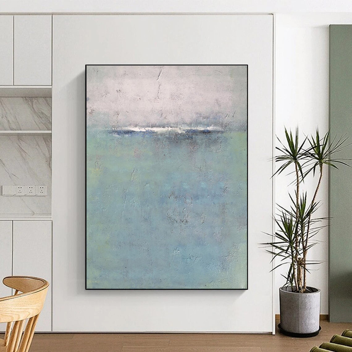 Gray and Blue Abstract Seascape - inspired Painting ADGE354
