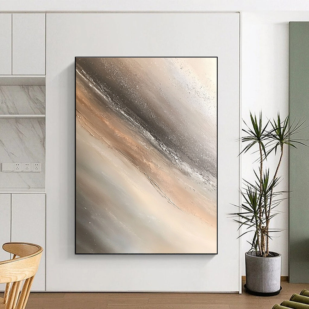 Beige Gray Abstract Painting with Subtle Textures GER794