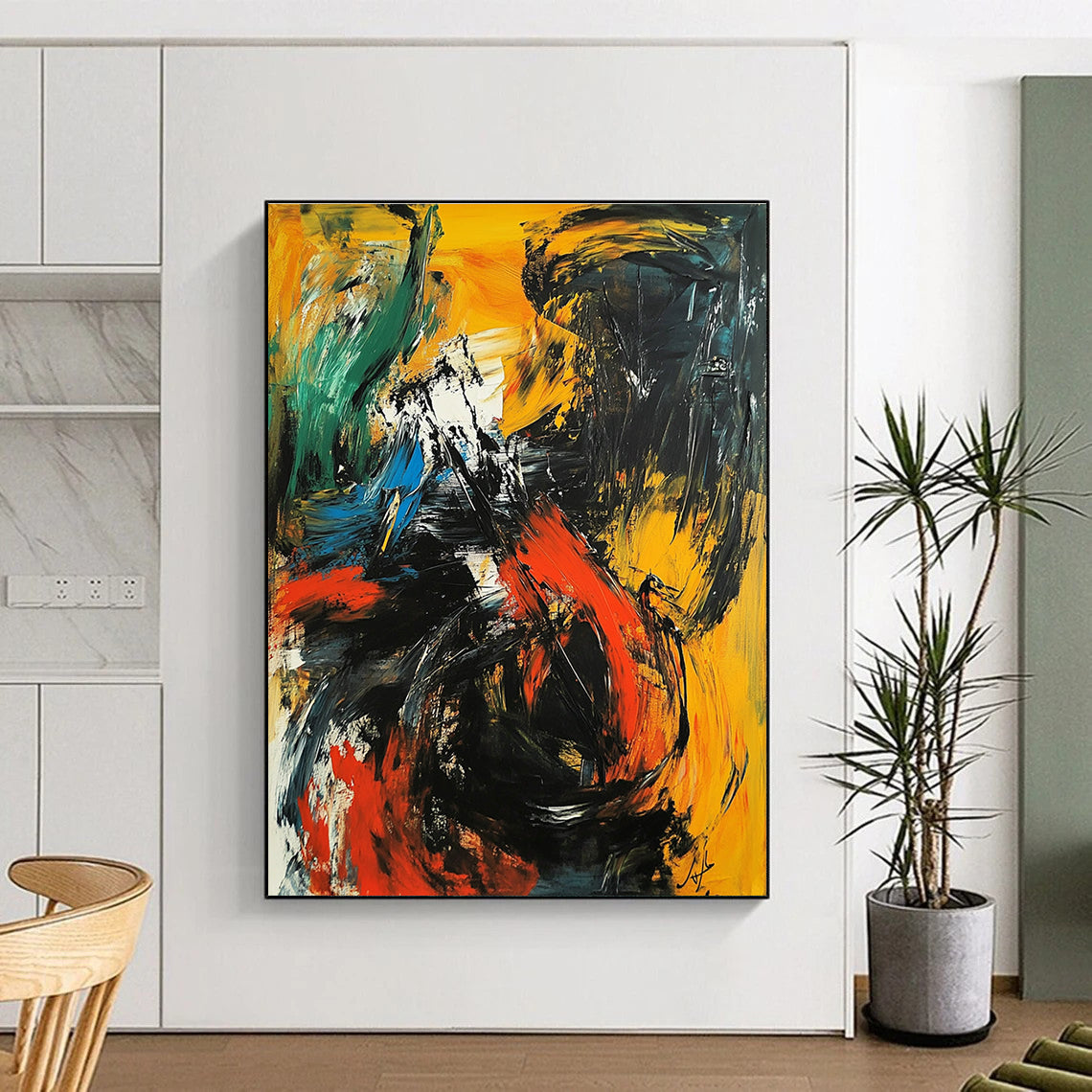 Dynamic Color Fusion Abstract Painting with Energetic Palette GER751