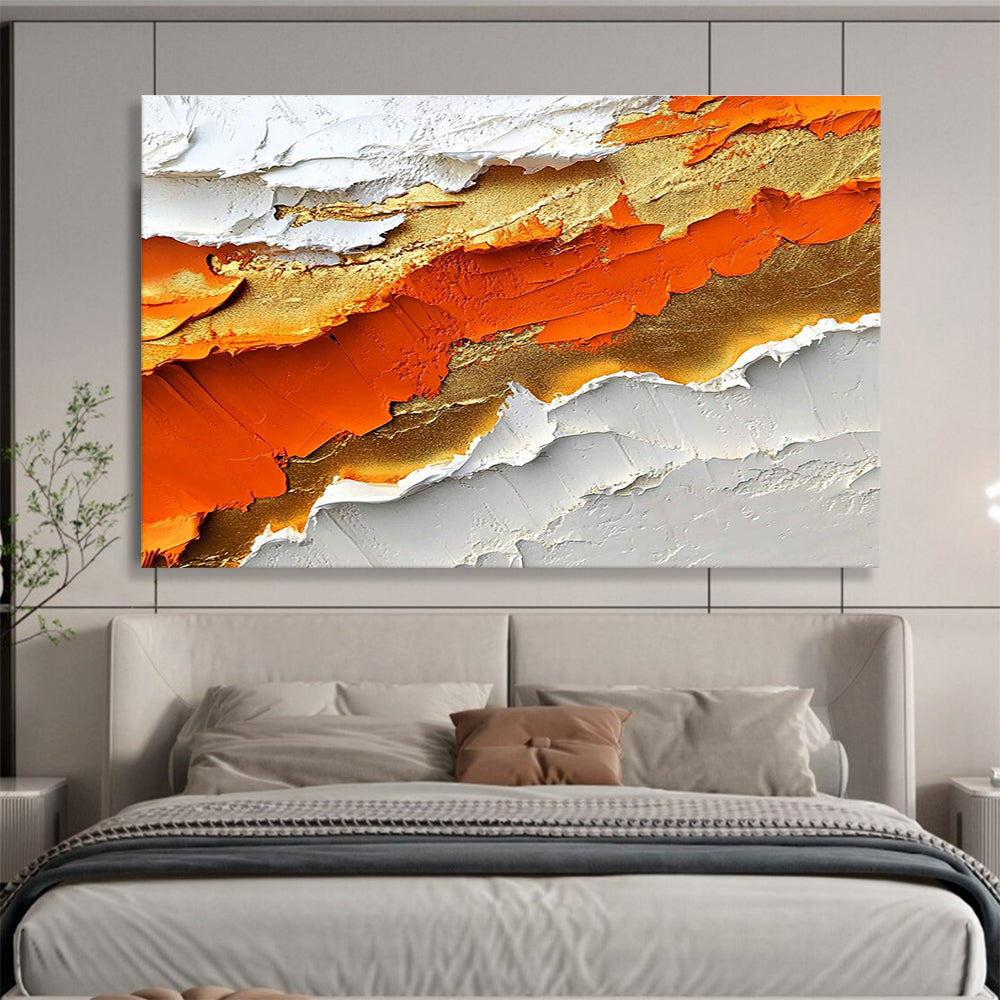 Textured Orange Gold Abstract Painting with Thick Layers DYP483