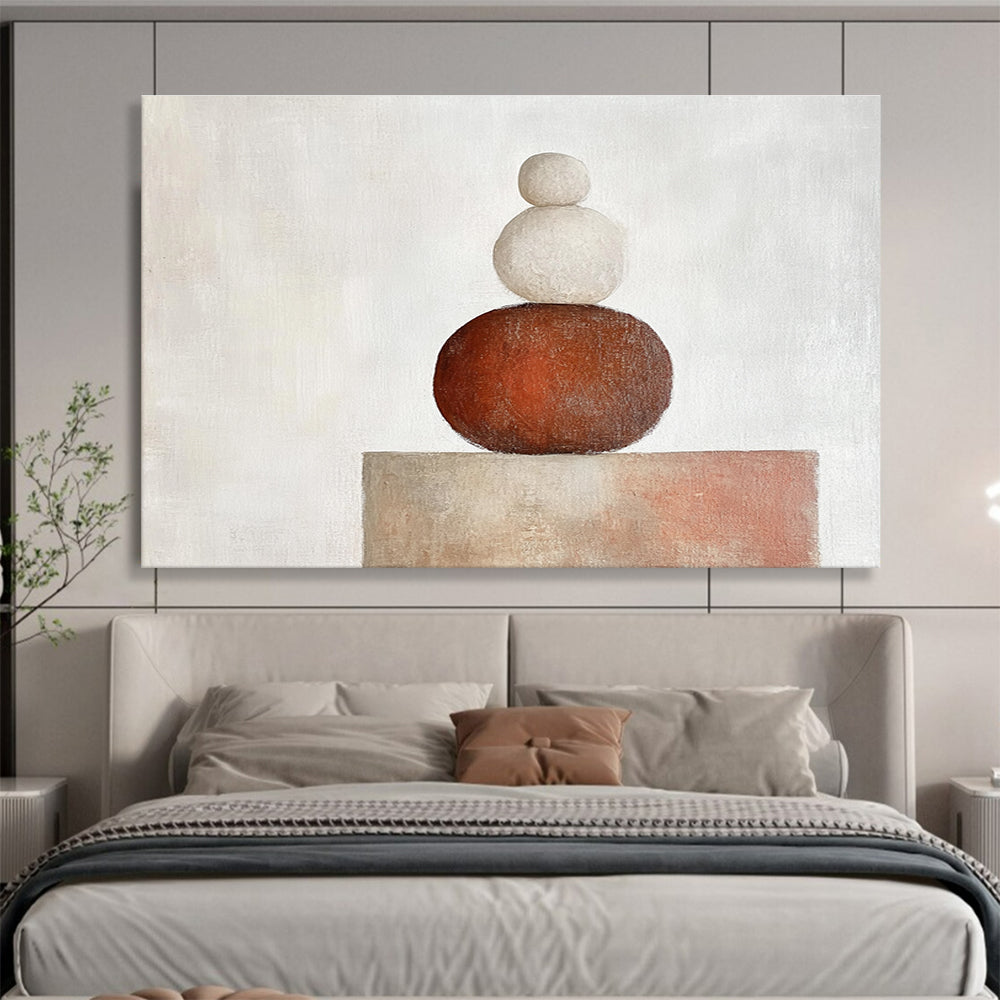 Earth - Toned Stacked Stones Abstract Painting DYP088