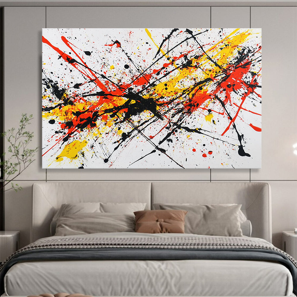 Colorful Splatter Abstract Painting with Red Yellow Black DYP161