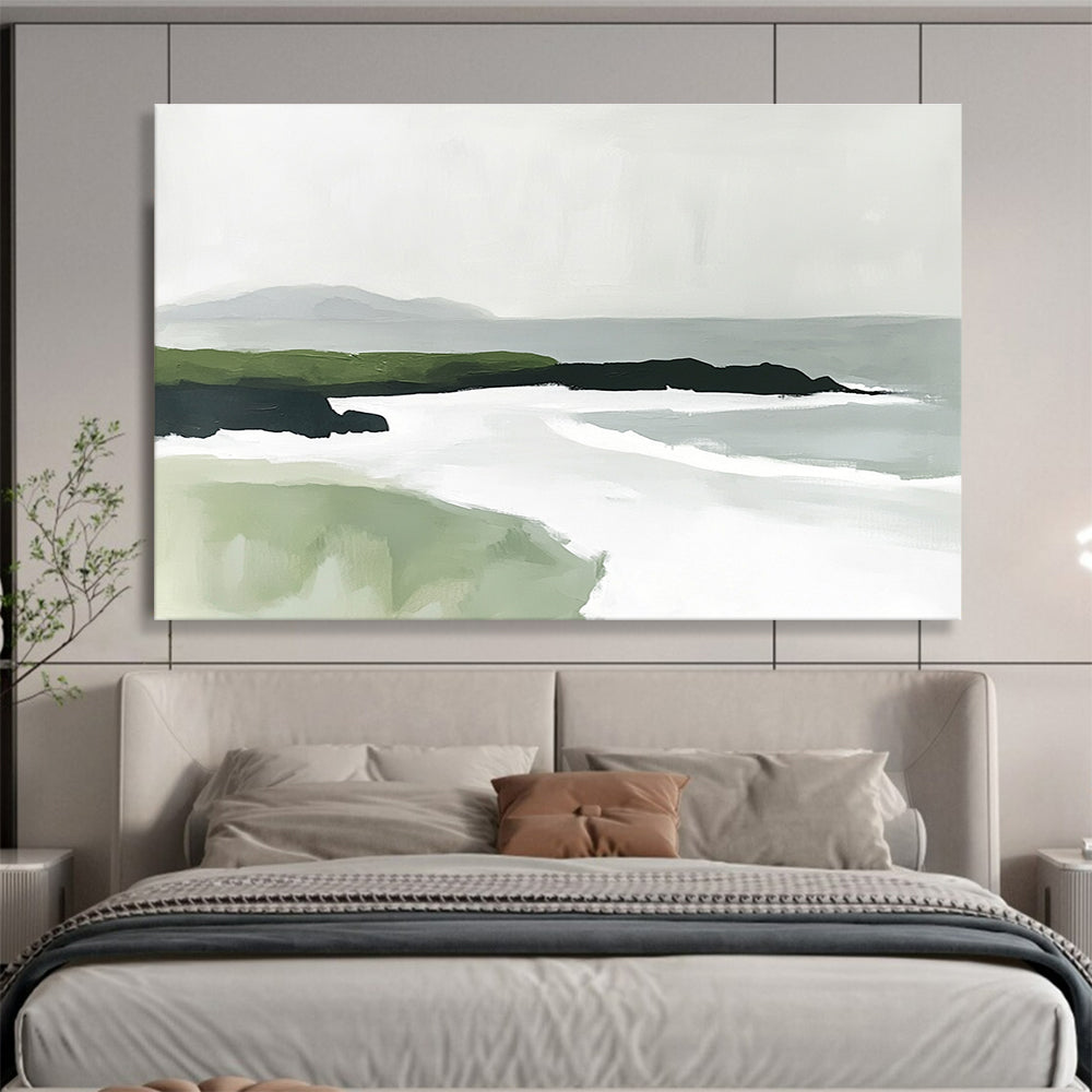 Minimalist Coastal Landscape Abstract Painting with Earthy and Neutral Tones DYP336