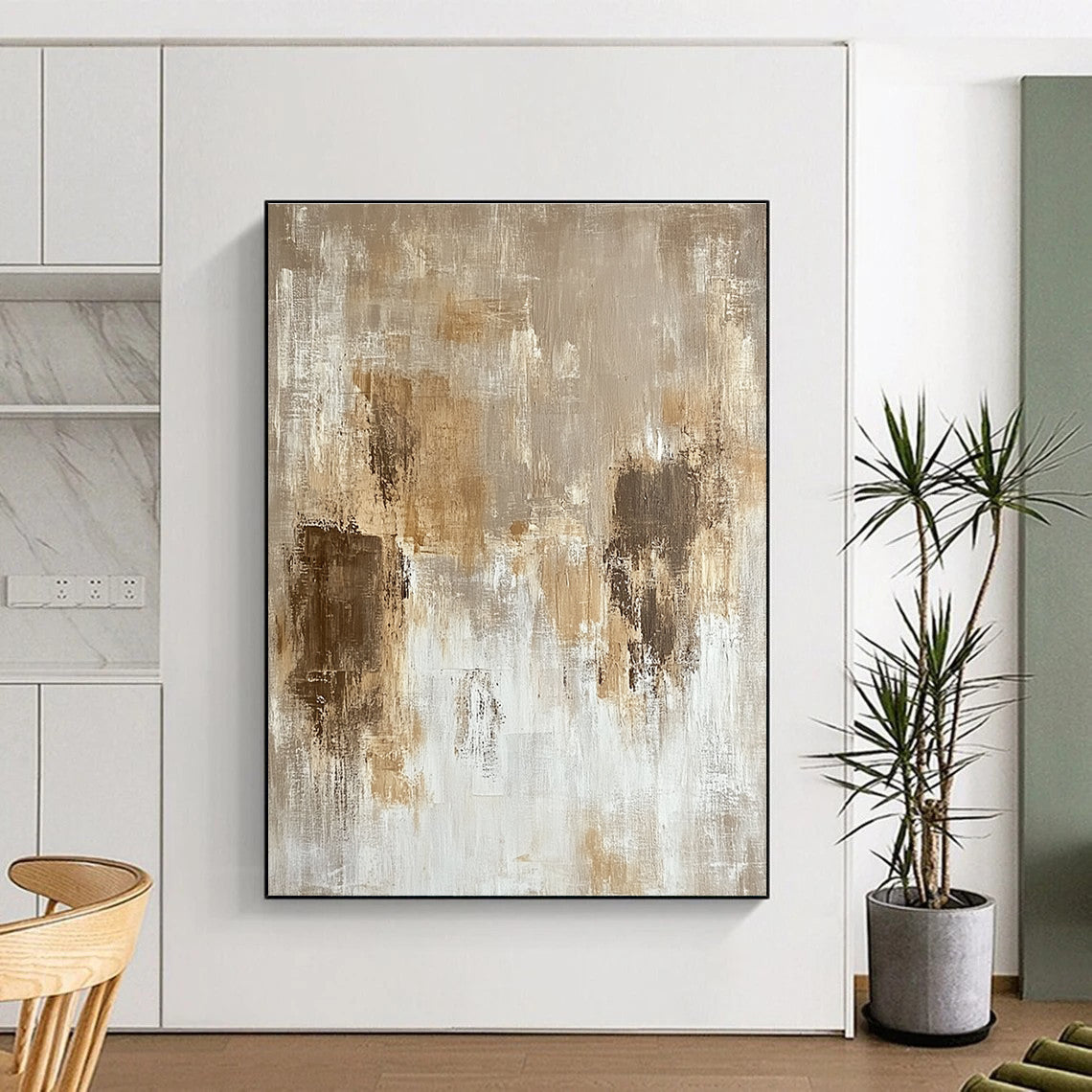 Beige Brown Abstract Painting with Subtle Textures GER769