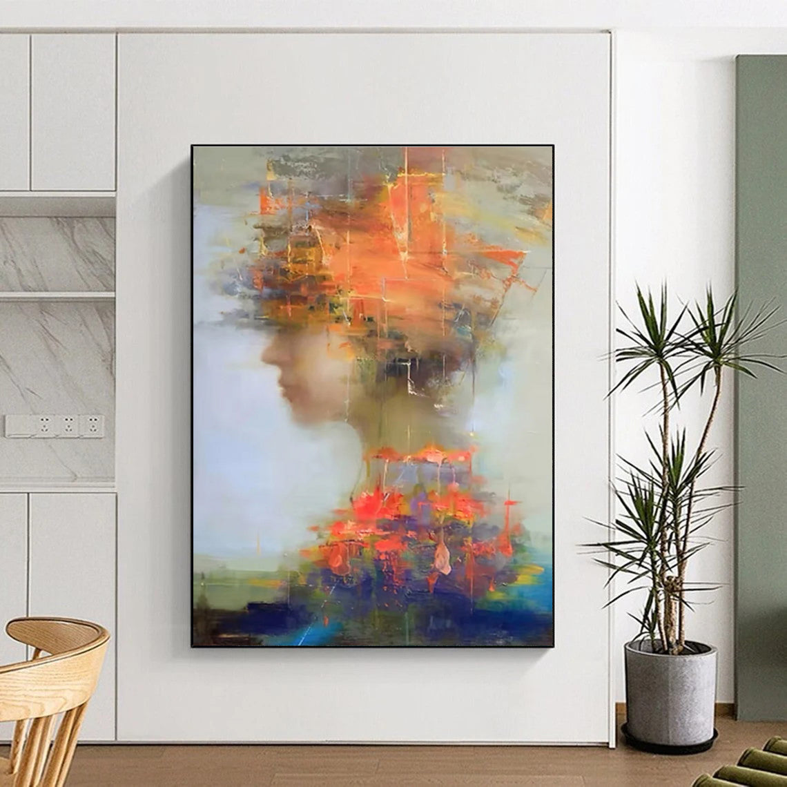 Colorful Portrait Abstract Painting with Layered Textures ADGE318