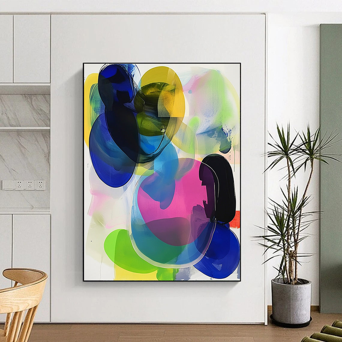 Colorful Overlapping Abstract Painting with Transparent Shapes GER608