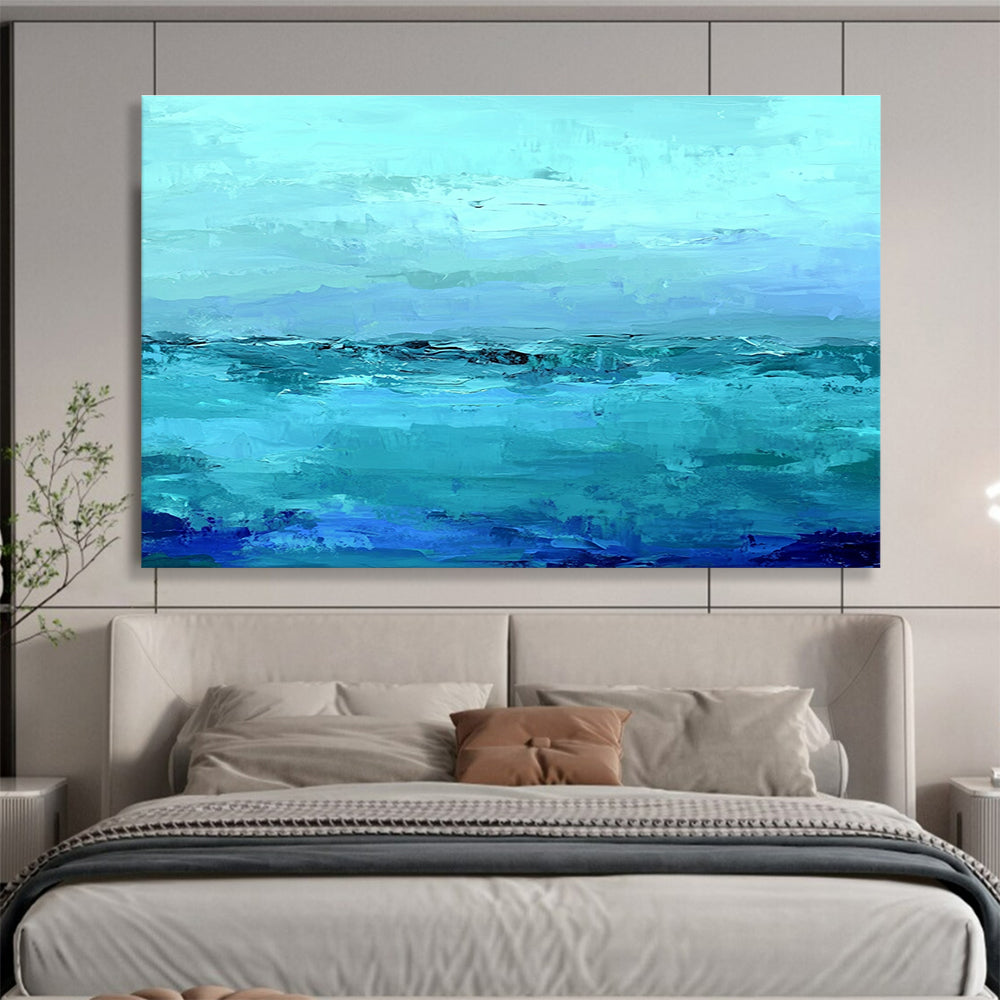 Blue Ocean Abstract Painting with Layered Blue Hues DYP360
