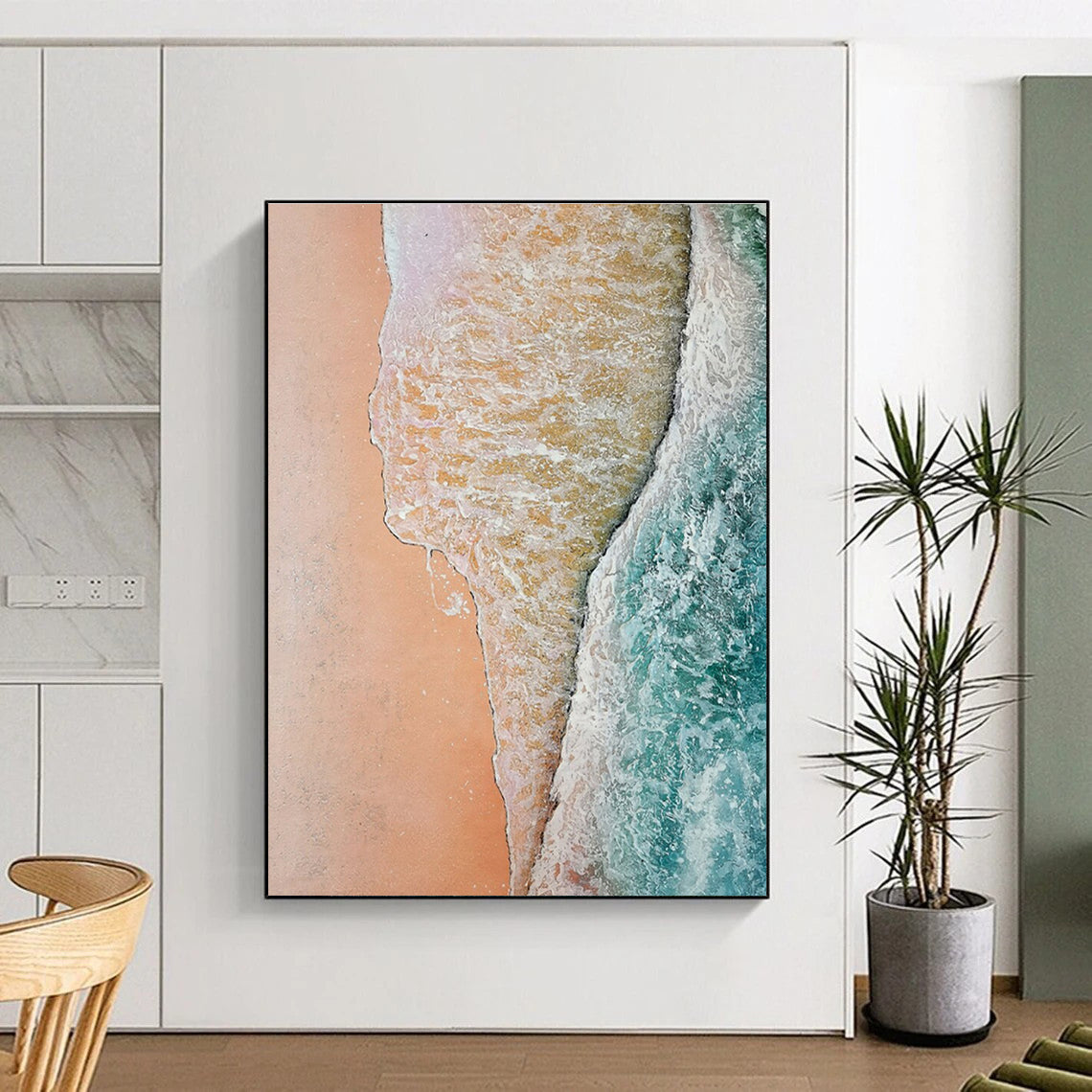 Peach Blue Green Aerial Abstract Painting ADGE044