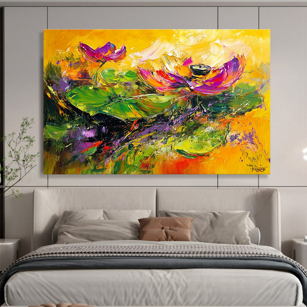 Vibrant Lotus Abstract Painting with Bold and Colorful Hues DYP354