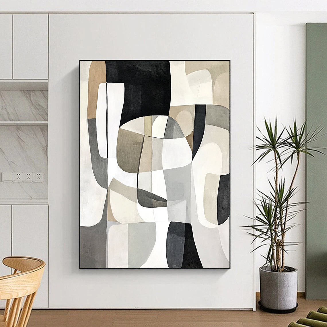 Neutral Tones Soft Geometric Abstract Artwork GER212