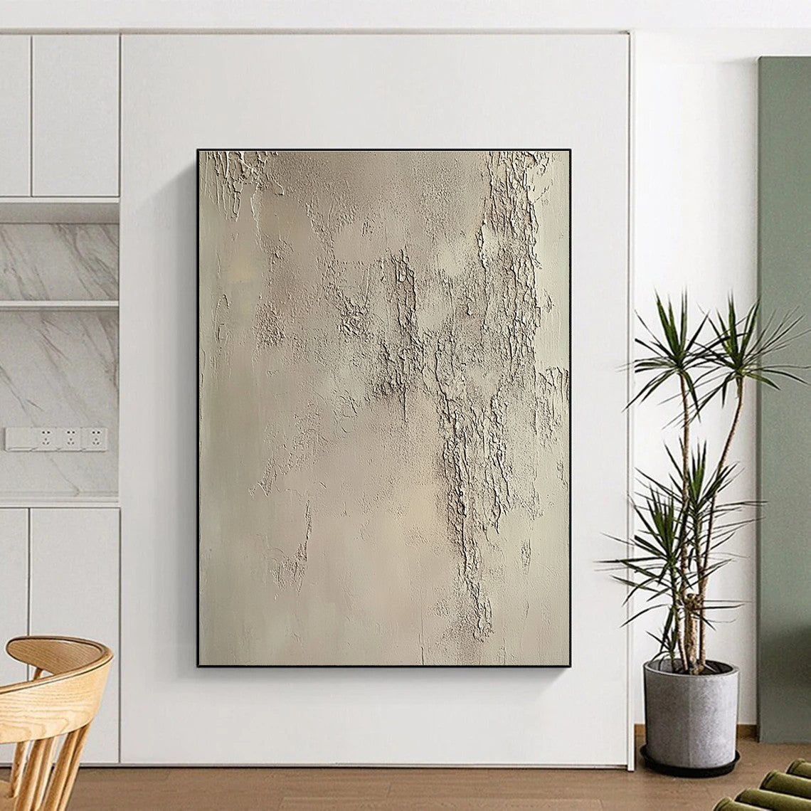 Textured Beige Abstract Art Resembling Plastered Wall GER271