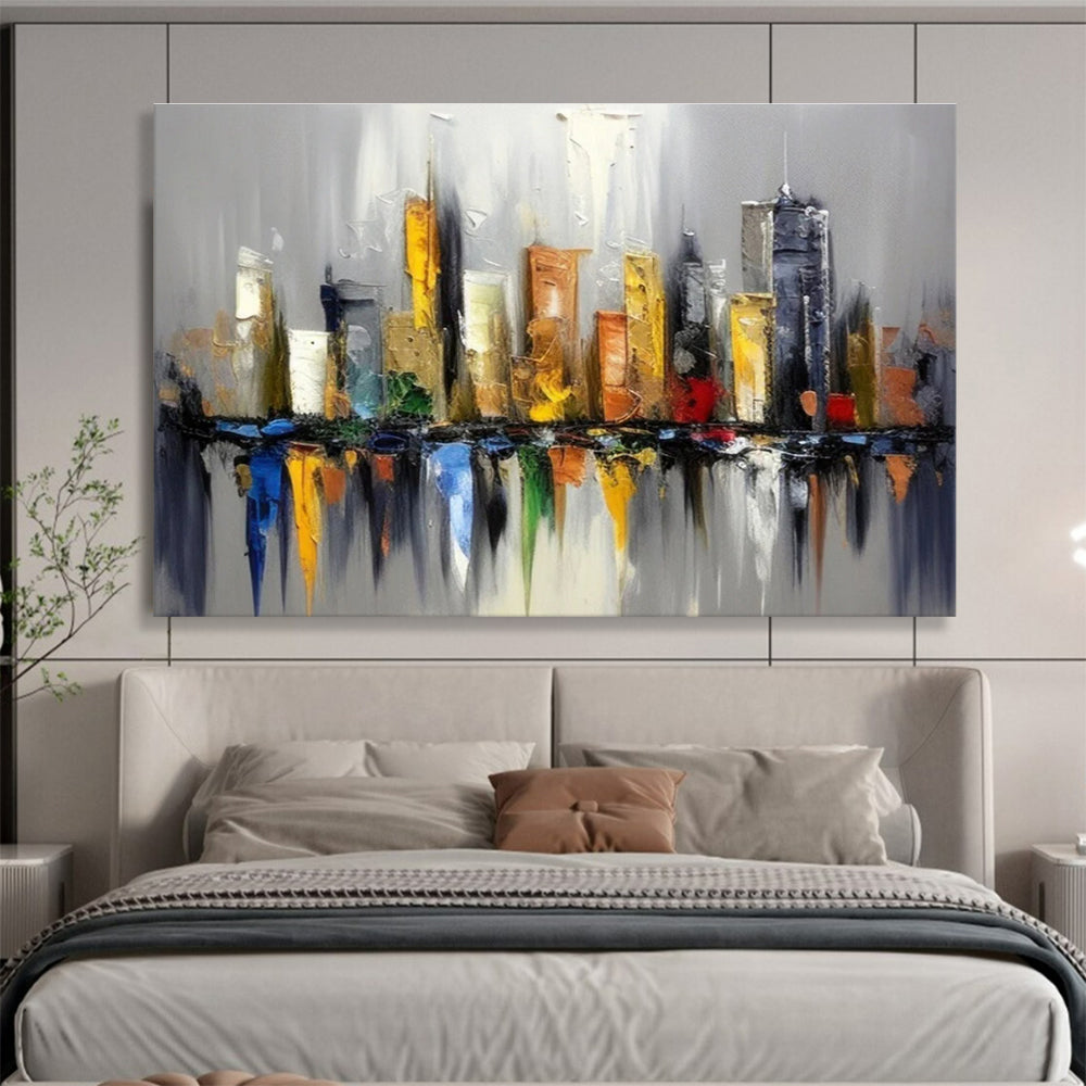 Colorful City Skyline Abstract Painting THY066
