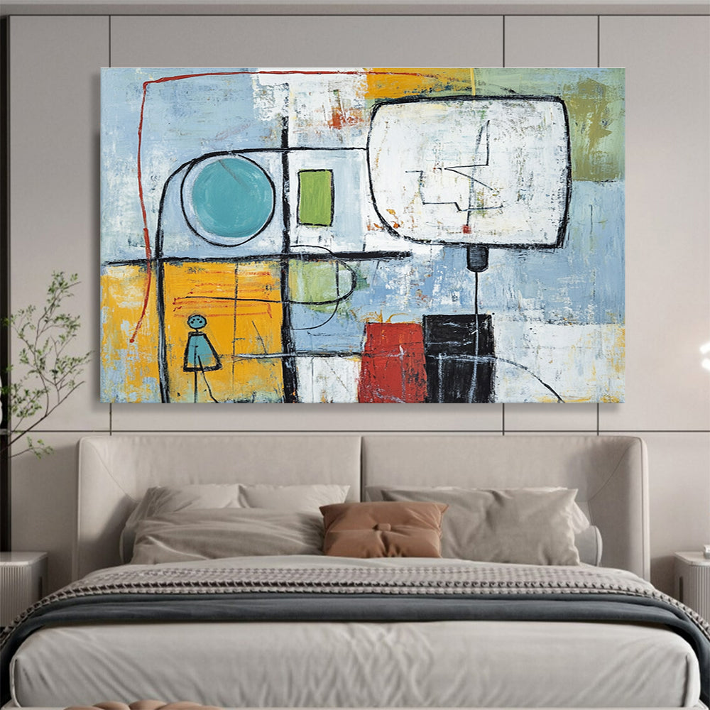 Whimsical Figures Abstract Painting with Colorful and Playful Tones DYP353