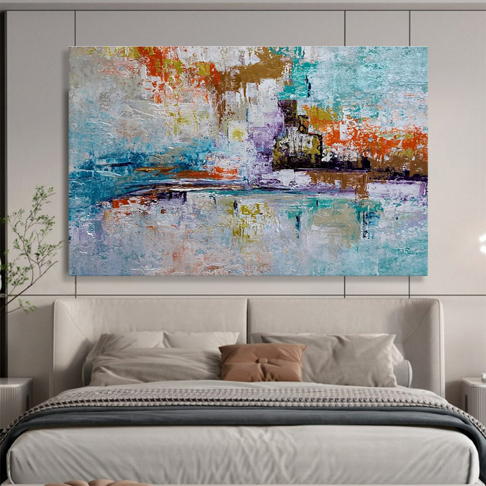 Colorful Cityscape Abstract Painting with Vibrant Urban Energy THY368