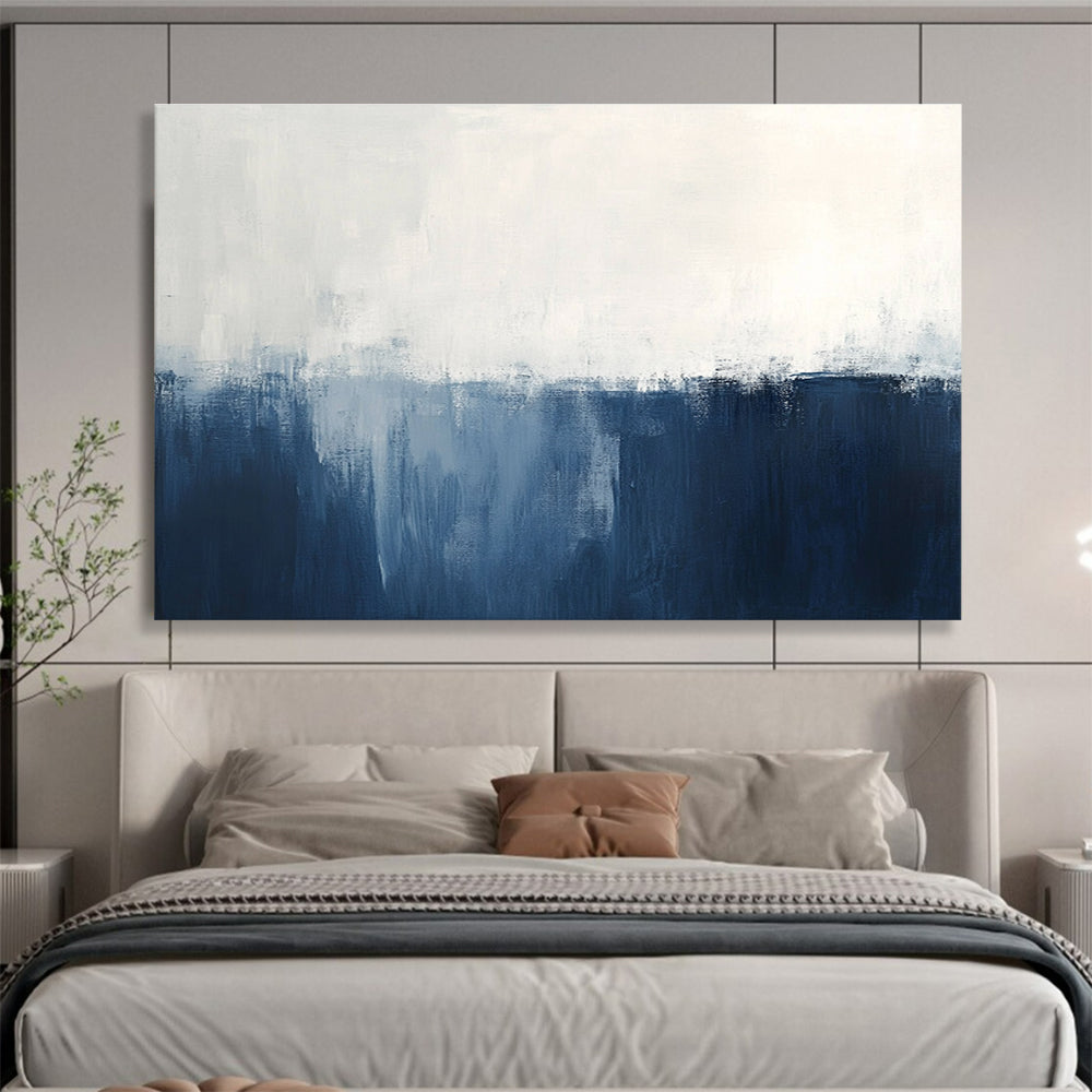 Blue and White Abstract Painting with Subtle Gradients DYP188