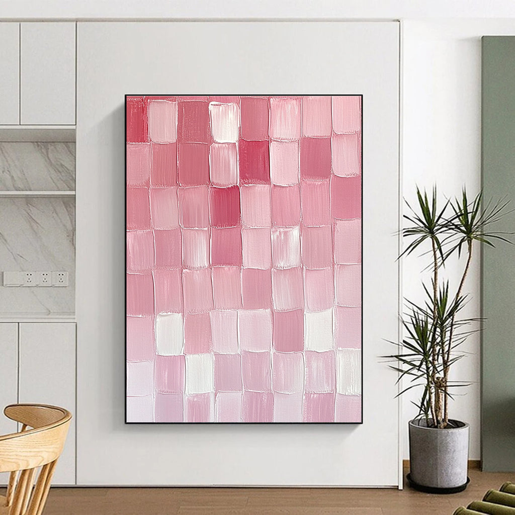 Pink Grid Pattern Abstract Painting GER865