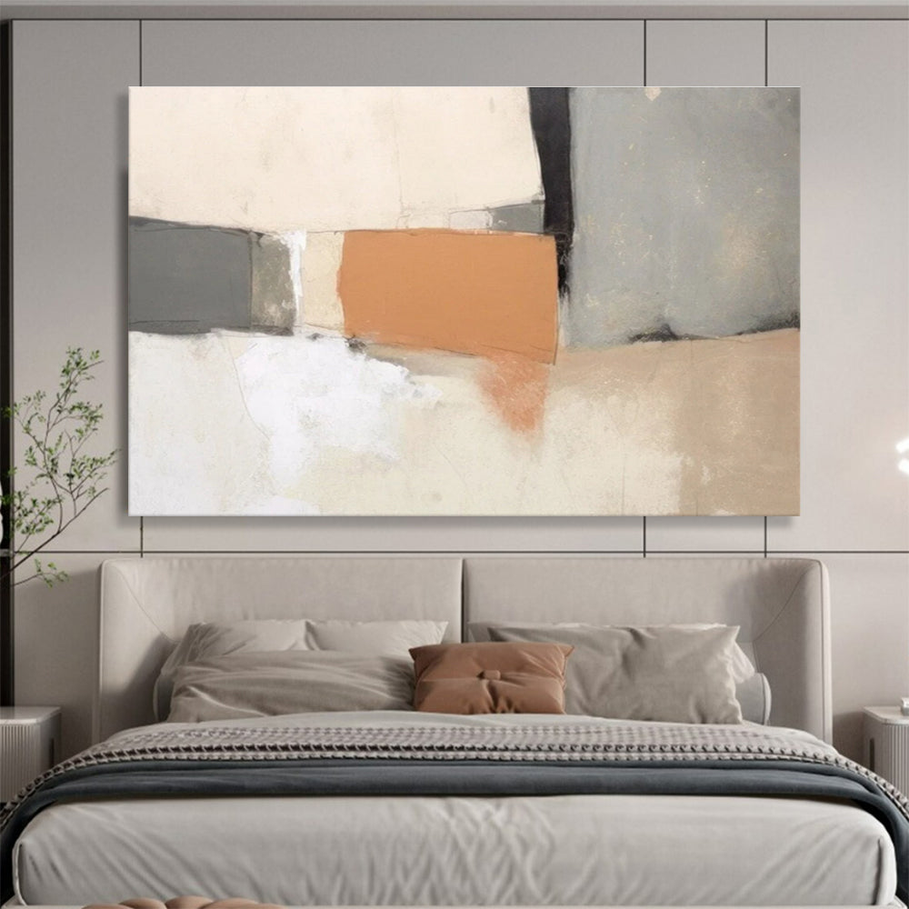 Beige Grey Orange Abstract Painting THY075