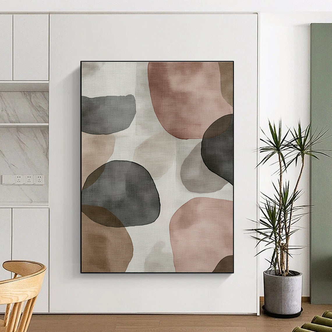Earthy Shapes Abstract Painting with Soft Color Palette GER724