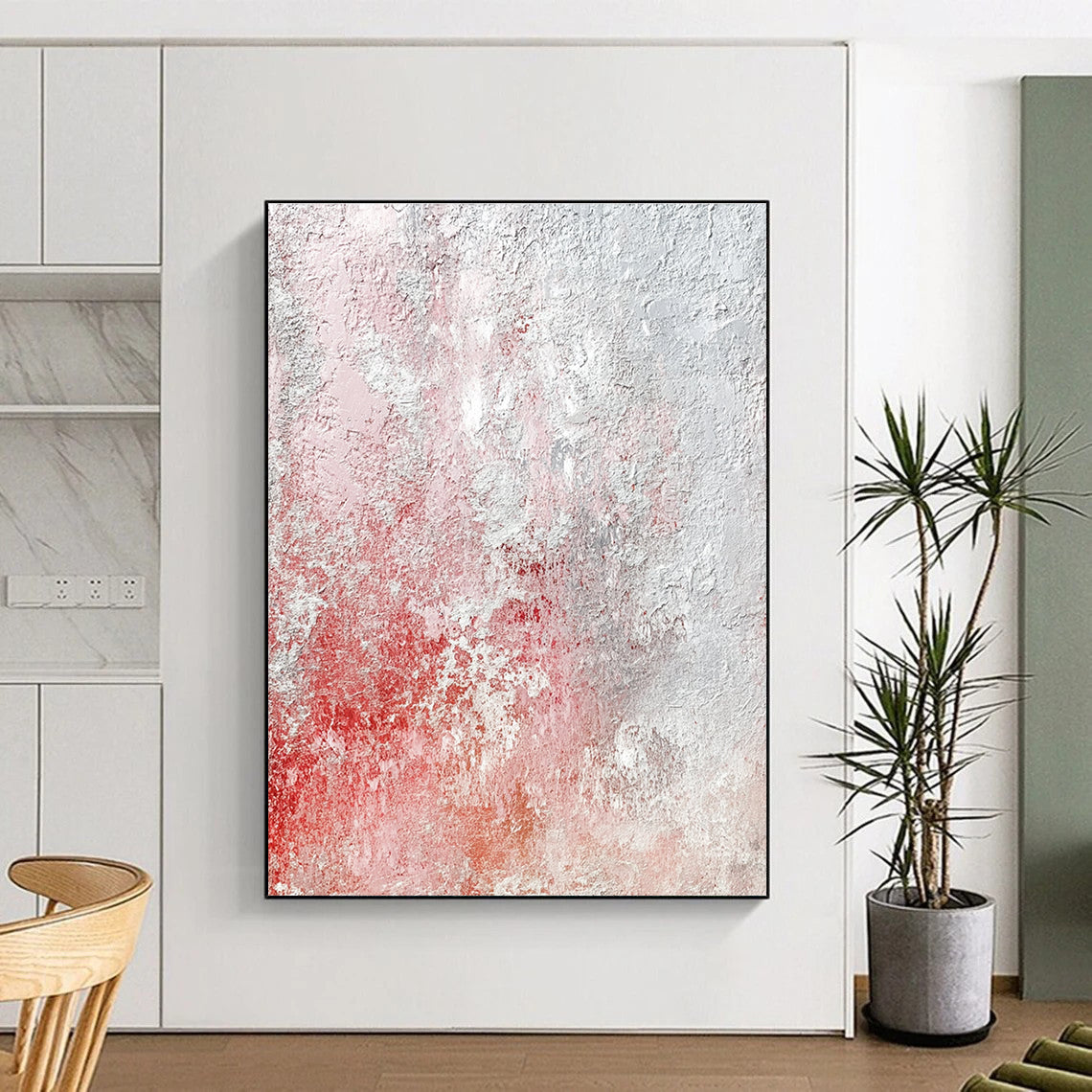 Red and Gray Textured Abstract Art with Subtle Layers GER281
