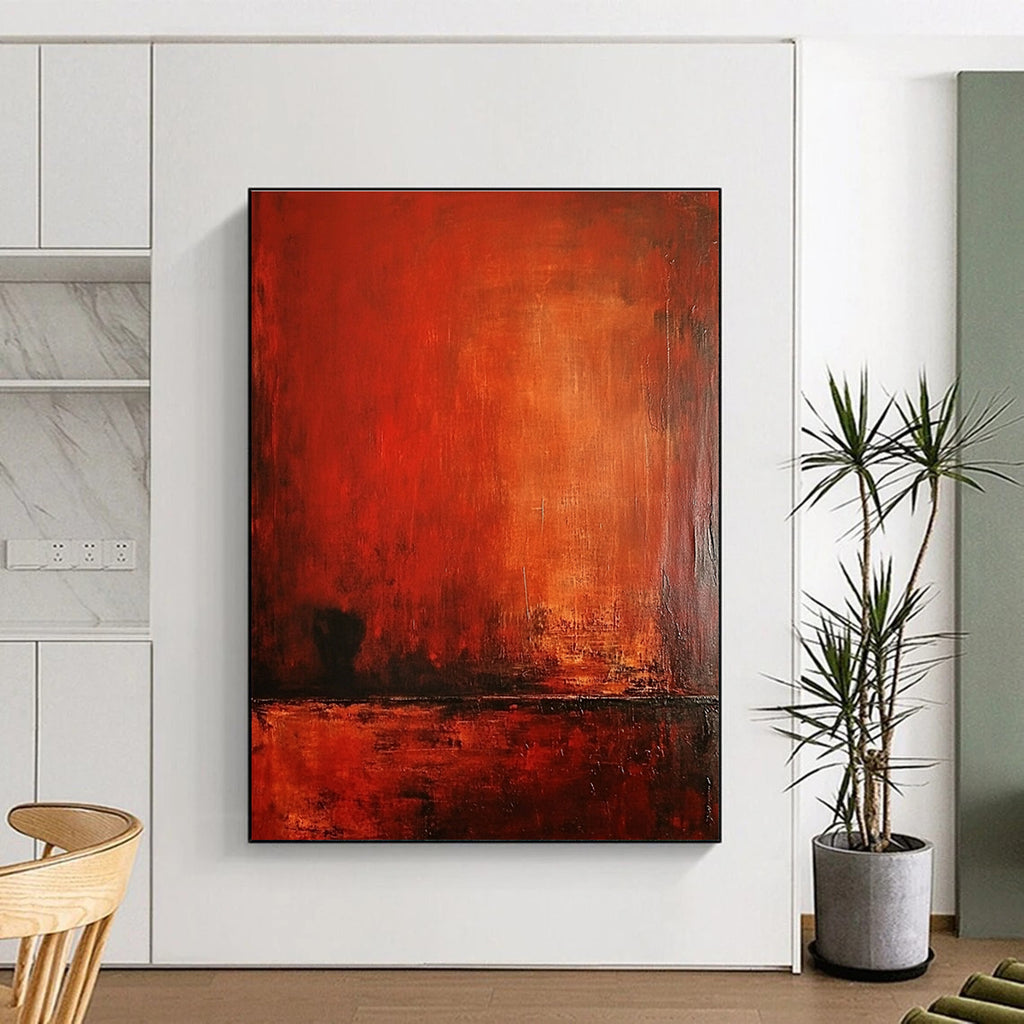 Red Textured Abstract Painting with Intense Hues GER127