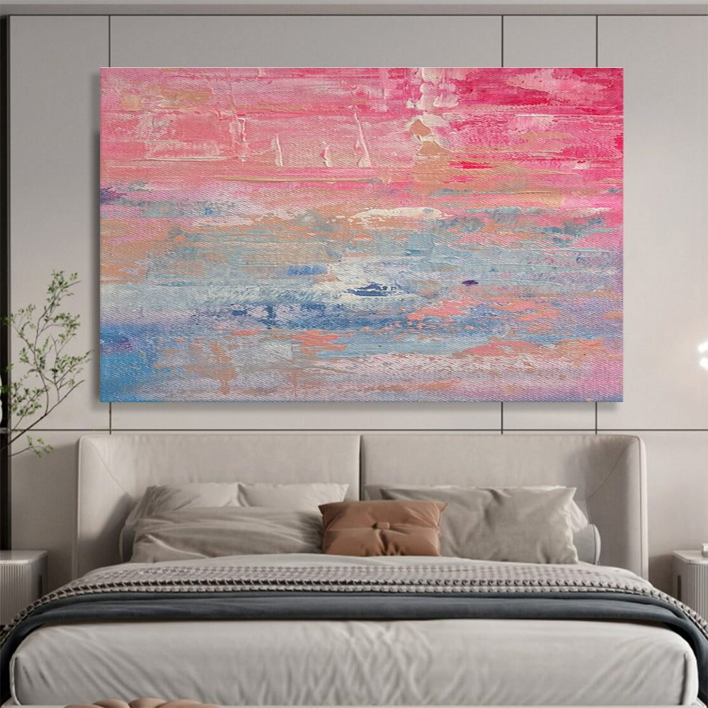 Pink Blue Abstract Painting with Soft, Romantic Atmosphere THY386