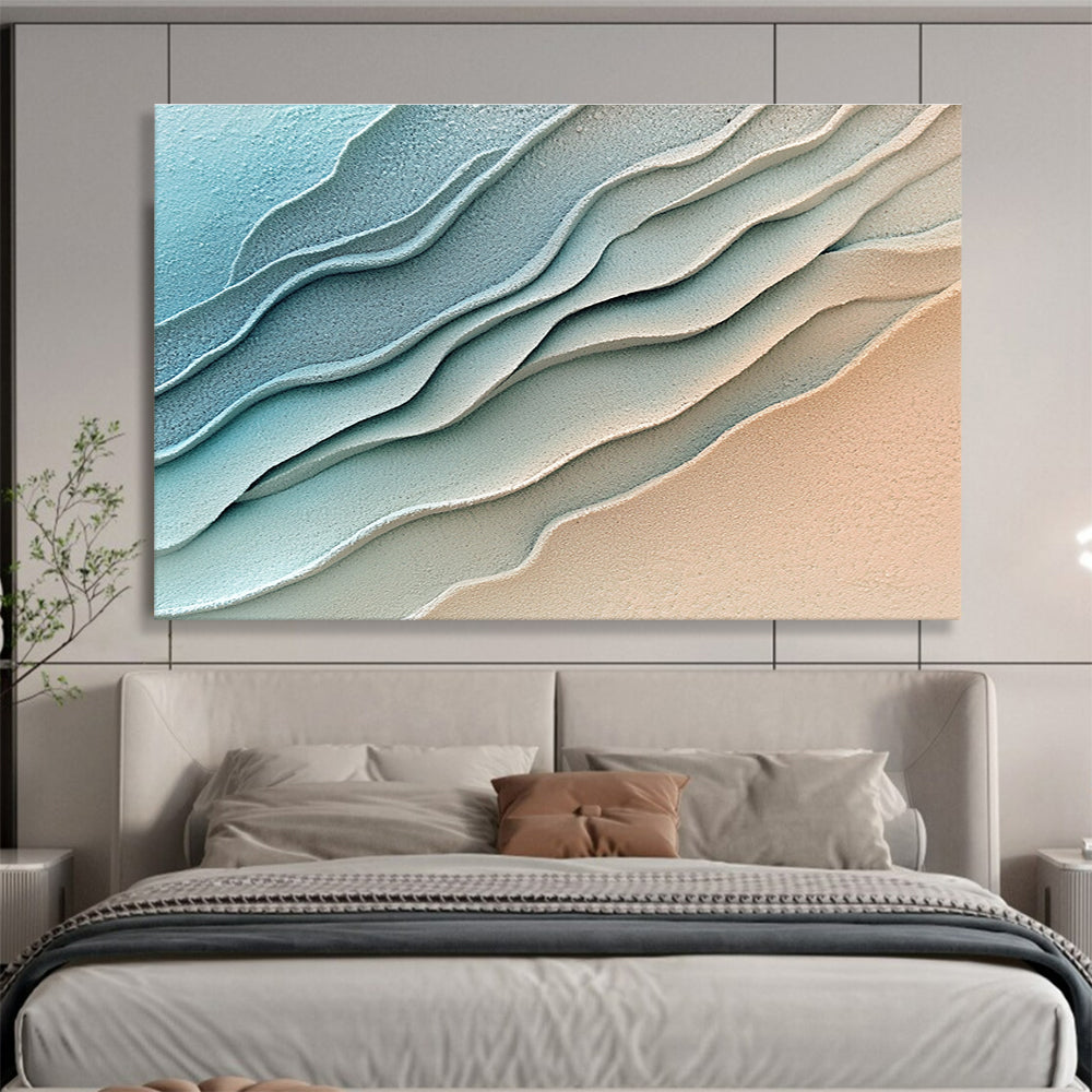 Blue Beige Textured - Rippled Layers Abstract Painting DYP045