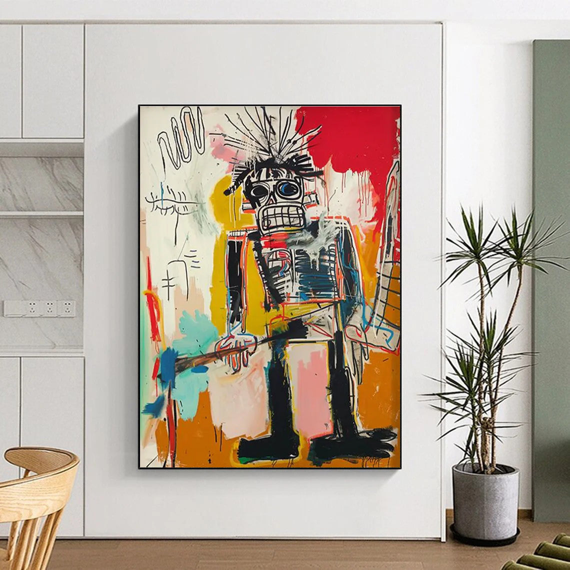 Spiky - Haired Figure with Bold Colors Abstract Painting ADGE109
