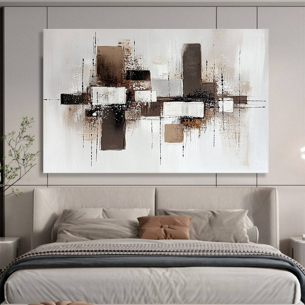 Neutral Tones Abstract Painting with Brown and White Shades DYP372