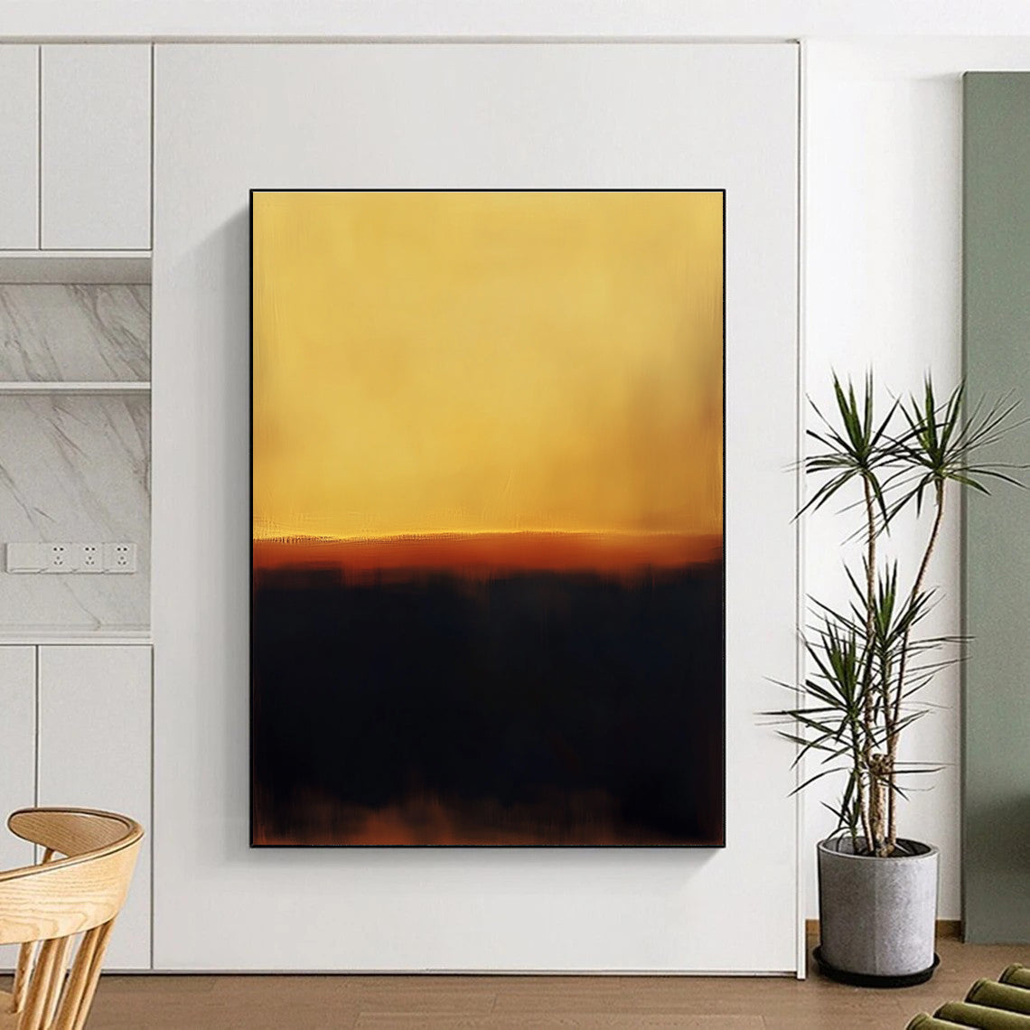 Yellow Brown Gradient Abstract Painting with Soft Transitions GER779