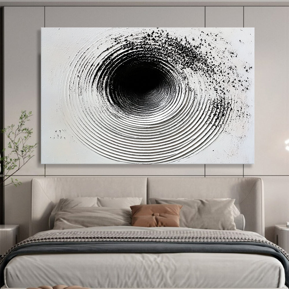 Black White Textured - Circle Abstract Painting DYP027