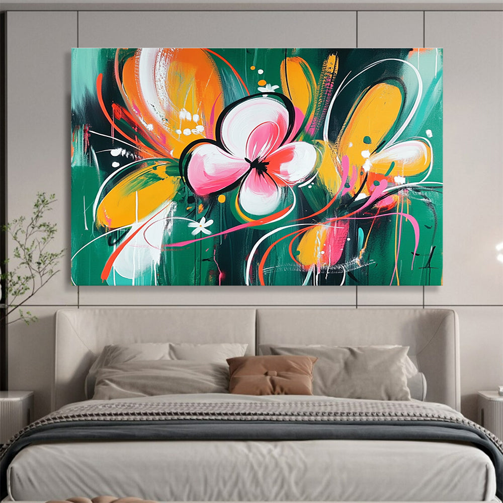 Colorful Floral Abstract Painting with Vibrant Blossoms DYP366