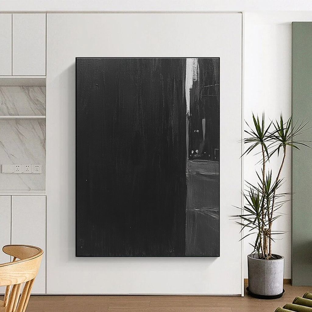 Black and Gray Urban Alley Abstract Painting with Subtle Light GER016