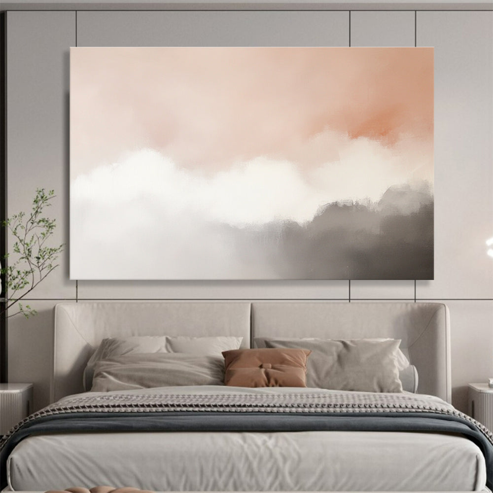 Soft Cloud Abstract Painting with Peach and Gray Tones DYP518