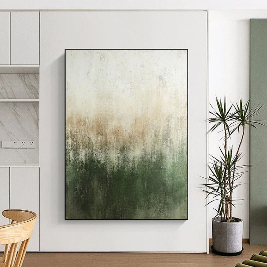 Green and Brown Abstract Painting with Subtle Transitions GER439
