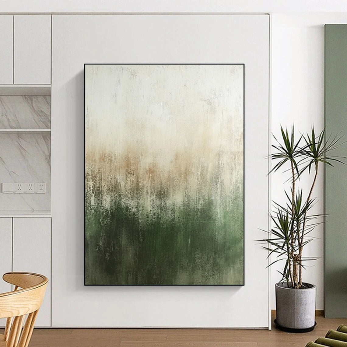 Green and Brown Abstract Painting with Subtle Transitions GER439