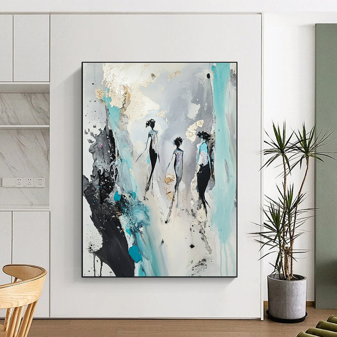 Large abstract painting on paper with pastel polka dots and stripes adorned with tiny hearts and stars at each dot's edge.STSC726