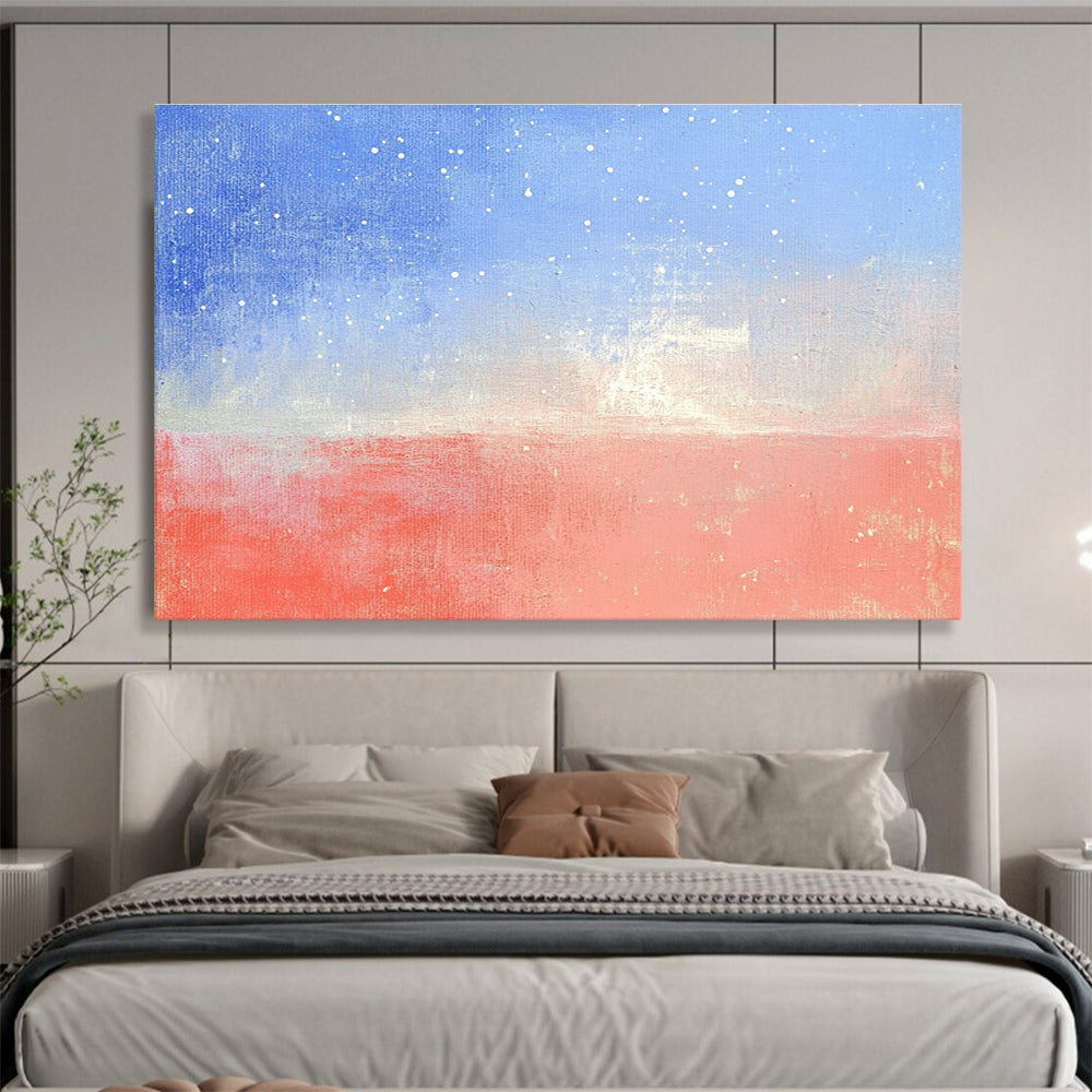 Starry Sea Abstract Painting with Blue and Red Tones DYP524