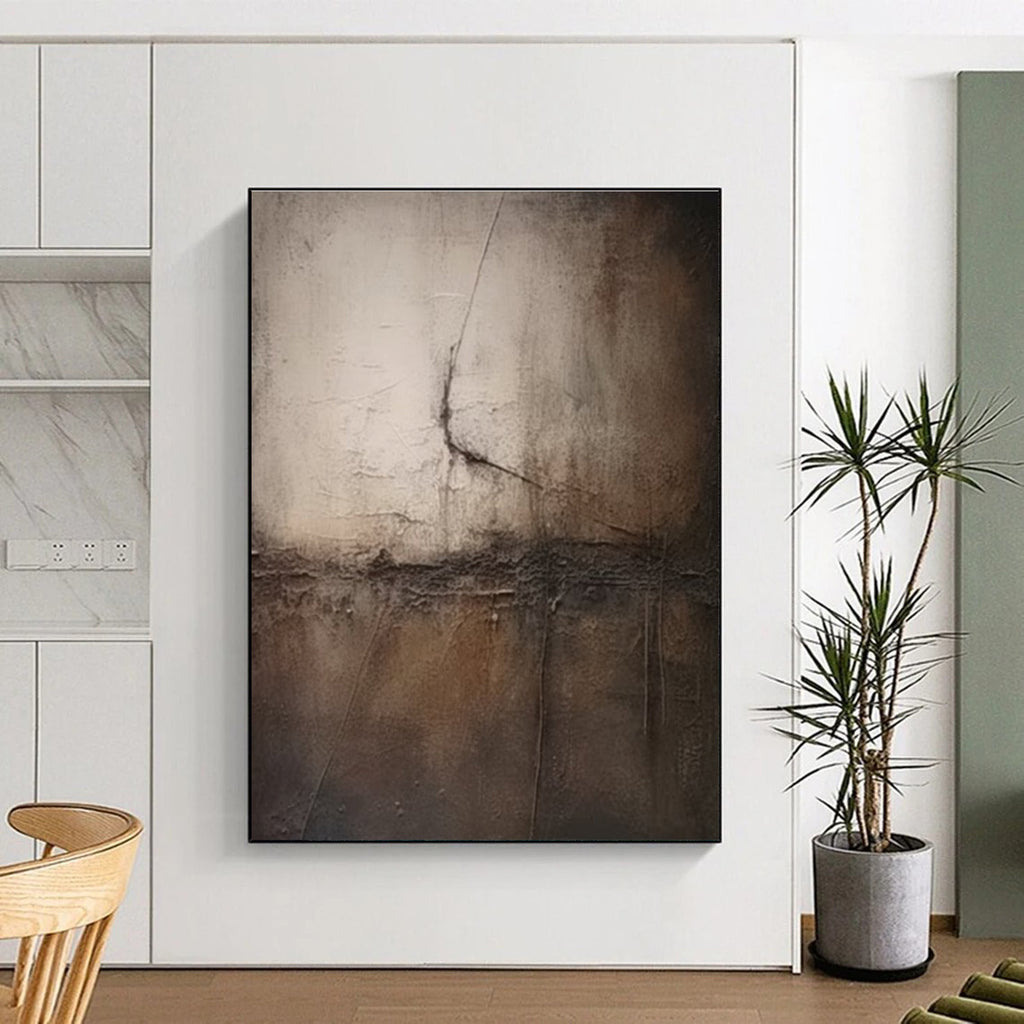 Brown and Gray Cracked - texture Abstract Painting ADGE357