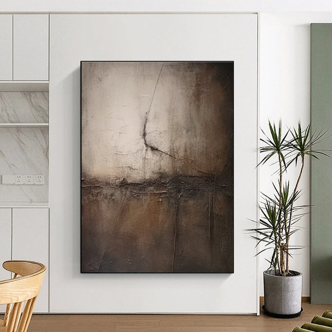 Brown and Gray Cracked - texture Abstract Painting ADGE357