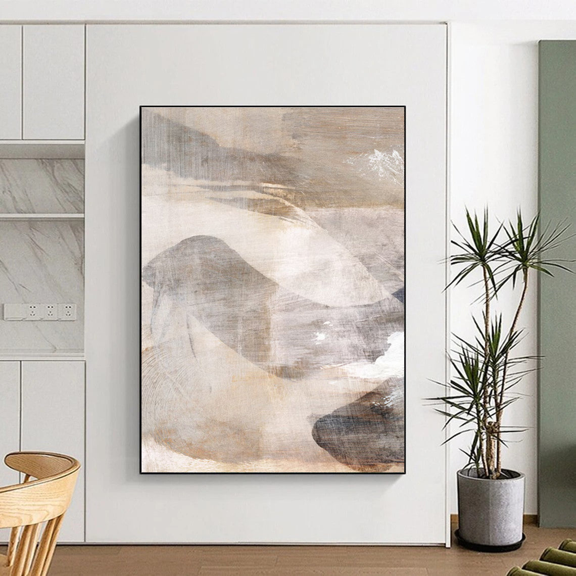 Earth - toned Abstract Landscape with Soft Textures Painting ADGE210