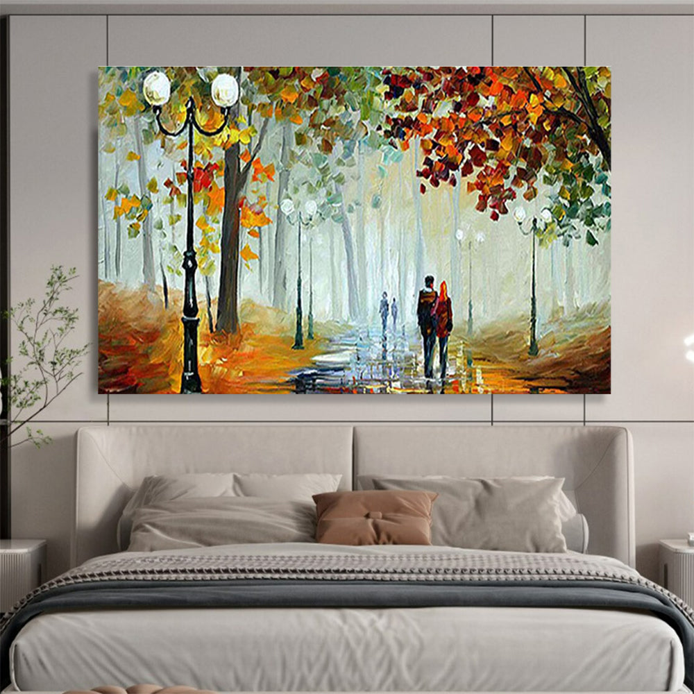 Autumn Park Stroll Abstract Painting with Warm Autumn Tones THY225